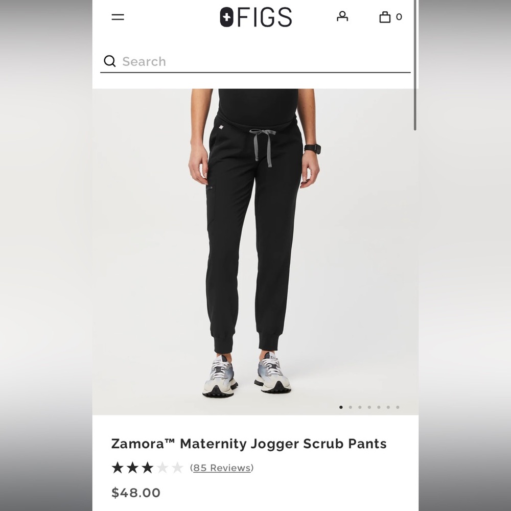 FIGS maternity scrub jogger pants in black, size small